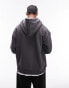 Фото #2 товара Topman oversized fit hoodie with front Dreaming embroidery in charcoal