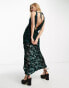 Sisters Of The Tribe cowl front maxi dress with open back in green burnout velvet