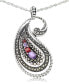 Фото #1 товара Macy's amethyst (5/8 ct. t.w.), Garnet (3/8 ct. t.w) & Marcasite Paisley Pendant on 18" Chain in Sterling Silver