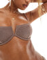 Фото #3 товара South Beach v underwire bikini top in light brown glitter