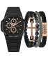 ფოტო #1 პროდუქტის Men's Matte Black Metal Alloy Bracelet Watch 52mm Gift Set