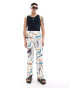 ASOS DESIGN smart linen blend wide leg trousers in abstract floral print