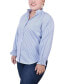 ფოტო #3 პროდუქტის Plus Size Long Sleeve Button Front Blouse