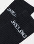 Jack & Jones 5 pack ribbed logo socks in black