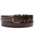 Фото #1 товара Men's Feather-Edge Double Loop Dress Belt, Created for Macy's