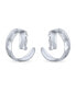 Фото #2 товара Matte Textured Large Wide Clip On Hammered Hoop Earrings For Women Sterling Silver Clip Non Pierced Ears