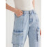 Фото #4 товара Scoop Low Slung Wide Leg Cargo Jeans Women's 14 Blue Cotton Pullon Pockets Solid