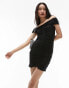 Фото #1 товара Topshop jersey ruched front mini dress in black