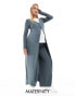 Mamalicious Maternity mix & match ribbed jersey maxi cardigan co-ord in asphalt Sturmgrau, XL - фото #1