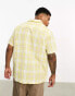 ASOS DESIGN relaxed revere linen mix check shirt in yellow