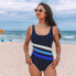 Фото #4 товара Women's Scoop Neck U Back Color Block Athletic One Piece Swimsuit -