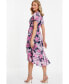 ფოტო #2 პროდუქტის Plus Size Floral Print Midi Dip Hem Dress