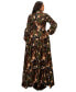 ფოტო #3 პროდუქტის Plus Size Camo Bella Donna Dress with Ribbon and Puffed Out Sleeves