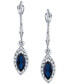 ფოტო #2 პროდუქტის Sapphire (1-1/10 ct. t.w.) & Diamond (1/4 ct. t.w.) Marquise Halo Drop Earrings in 14k White Gold