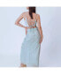 ფოტო #4 პროდუქტის Women's Sky Blue Shimmery Pleated Dhoti Skirt and Embellished Blouse Set