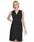 Фото #5 товара Women's V-Neck Button-Front Sleeveless Shirtdress