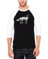 Men's Raglan Baseball 3/4 Sleeve Howling Wolf Word Art T-shirt