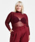 Фото #1 товара Trendy Plus Size Embellished Mesh Top, Created for Macy's