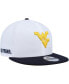 ფოტო #1 პროდუქტის Men's White and Navy West Virginia Mountaineers Two-Tone Mascot 9FIFTY Snapback Hat