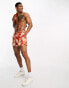 ASOS DESIGN swim shorts in short length in red floral print