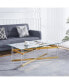 Gold Stainless Steel Coffee Table With Acrylic Frame And Clear Glass Top