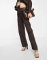 Фото #8 товара NA-KD co-ord high waisted straight leg jeans in brown