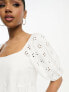 ASOS DESIGN broderie mini smock dress with curve seam in white