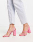 RAID Libra block heeled sandals in hot pink lizard