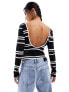 ASOS DESIGN co-ord backless long sleeve top in stripe Mono Stripe, M - фото #7