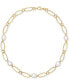 ფოტო #3 პროდუქტის Cultured Freshwater Pearl (9-3/4 x 10-3/4mm) Oval Link 18" Collar Necklace in 14k Gold-Plated Sterling Silver