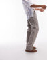 Фото #4 товара Topman straight linen blend trousers in stone