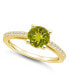 Фото #1 товара Кольцо Macy's Peridot and Diamond 14K Yellow Gold