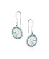 ფოტო #2 პროდუქტის Unisex Explorer Travel Viking Disc Medallion Inspirational Rose Compass Dangling Earrings For Women Blue Enamel .925 Sterling Silver