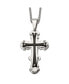 ფოტო #1 პროდუქტის Polished Black IP-plated Cross Pendant on a Curb Chain Necklace