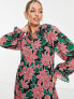 Wednesday's Girl Maternity ruffle neck midi smock dress in bright floral