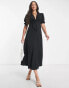 Фото #8 товара ASOS DESIGN Tall tie front button through midi dress in black