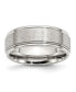 Фото #1 товара Stainless Steel Brushed and Polished 8mm Grooved Edge Band Ring
