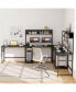 L-shaped Desk with Power Outlet Large Corner Desk Converts to 2-Person Long Desk Rustic - фото #7