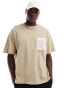 ONLY & SONS oversize t-shirt with crochet pocket in light brown