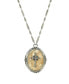 Фото #1 товара Symbols of Faith 14K Gold Dipped Oval Riverstone Cross Pendant Necklace