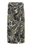 Women's Satin Effect Midi Skirt with Leaf Print