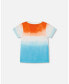 ფოტო #2 პროდუქტის Boy Organic Cotton T-Shirt With Gradient Blue And Orange Print - Toddler|Child