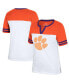 Women's White, Orange Clemson Tigers Frost Yourself Notch Neck T-shirt