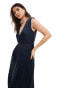 TFNC Bridesmaid satin pleated maxi dress in navy Синий, 36 - фото #3