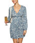 Women's Floral V-Neck Long Sleeve Mini Beach Dress