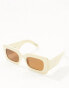 Jeepers Peepers chunky square sunglasses in cream - фото #4