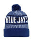 Фото #2 товара Men's Royal Toronto Blue Jays Striped Cuffed Knit Hat with Pom