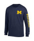 Men's Navy Michigan Wolverines Team Stack Long Sleeve T-shirt