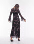 Topshop ruffle georgette midi dress in feather print in multi 32 - фото #9