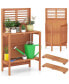 Фото #1 товара Wood Potting Bench Waterproof Garden Table with 2-Tier Open Storage Shelf